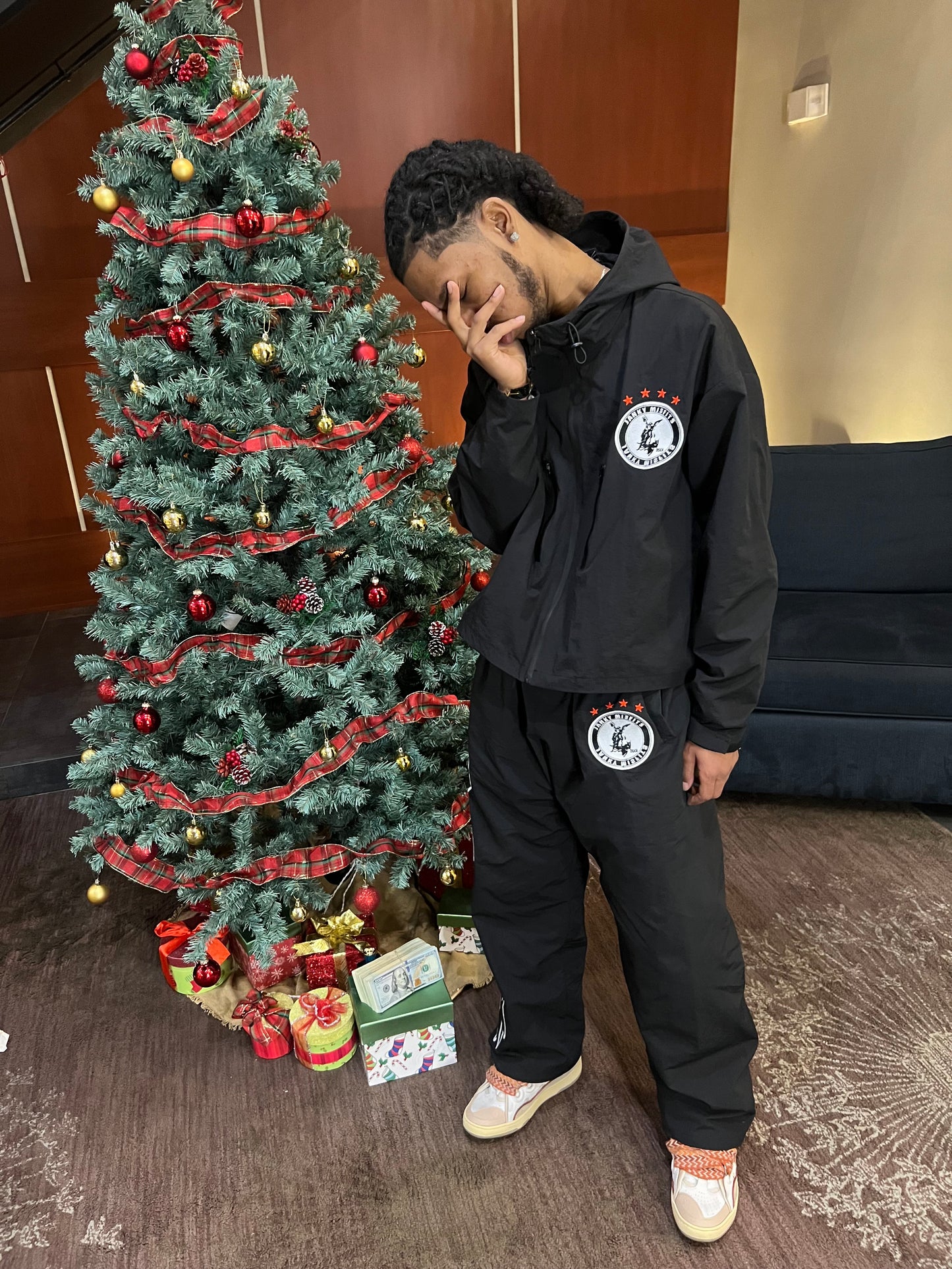 Black Windbreaker Set